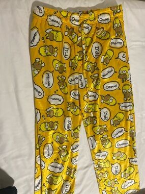 The Simpsons Homer Simpson Yellow Soft Fleece Pajama Pants Men's M Drawstring